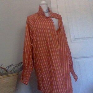 Ralph Lauren longer pinstripe long top  button down women's top